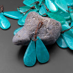 Natural Peruvian Amazonite Deep Aqua Blue Green Teardrop Earring Pair Drilled Gemstone Matched Beads