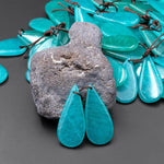 Natural Peruvian Amazonite Deep Aqua Blue Green Teardrop Earring Pair Drilled Gemstone Matched Beads