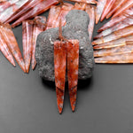 Natural Translucent Lepidocrocite Quartz Dagger Long Triangle Earring Pairs Drilled Gemstone Beads