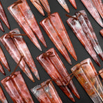 Natural Translucent Lepidocrocite Quartz Dagger Long Triangle Earring Pairs Drilled Gemstone Beads