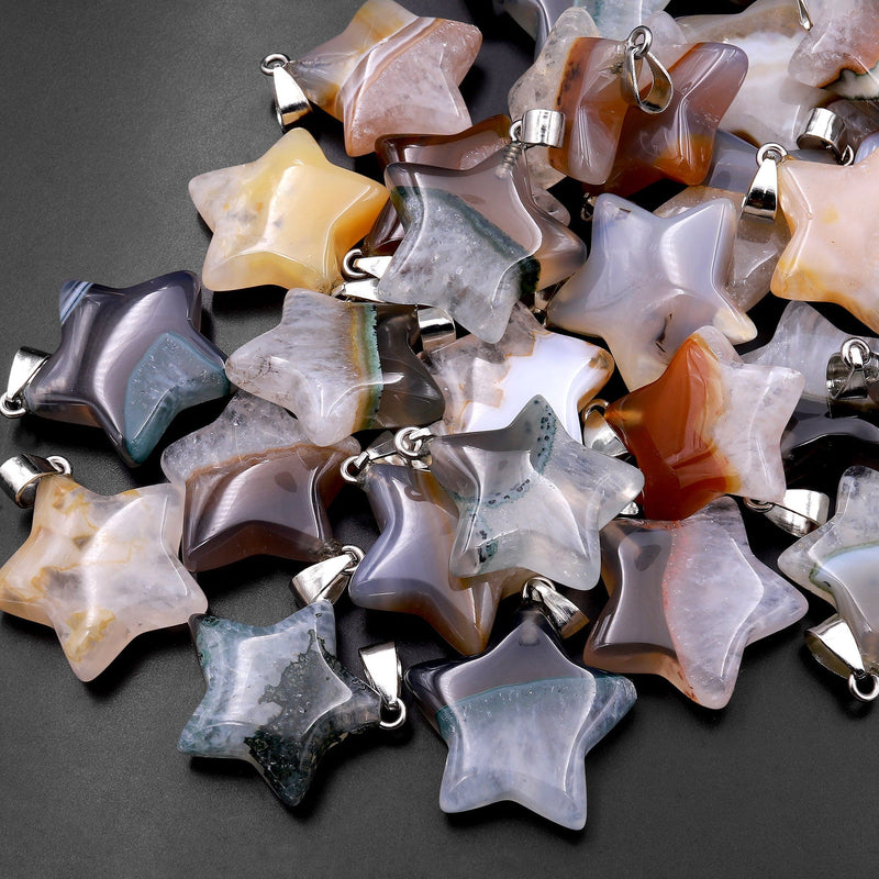 Natural Brazilian Phantom Quartz Pendant Gemstone Star