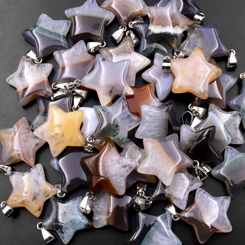 Natural Brazilian Phantom Quartz Pendant Gemstone Star