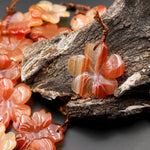 Hand Carved Natural Carnelian Flower Pendant Translucent Fiery Orange Red Gemstone Focal Bead