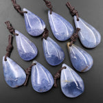 Natural Blue Chalcedony Teardrop Pendant Bead Drilled Gemstone