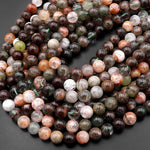 Natural Phantom Quartz Beads Lodalite Beads 5mm 6mm 8mm 10mm 12mm 14mm Green Orange Brown Minerals Matrix 15.5" Strand