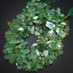 Natural Australian Brown Green Chrysoprase Beads Freeform Teardrop Petal Focal Pendant Side Drilled Gemstone 15.5" Strand