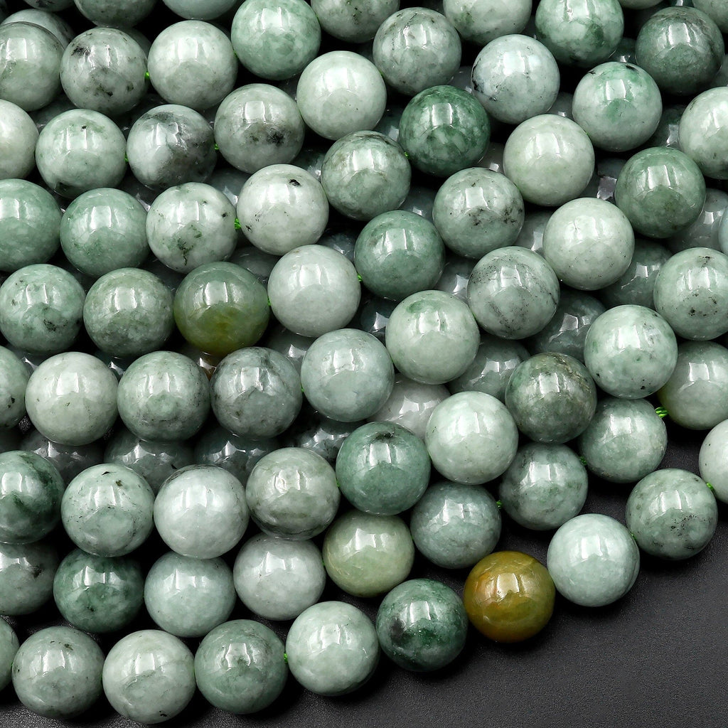 Natural Burma Green Jade 4mm 6mm 8mm 10mm Round Beads 15.5" Strand