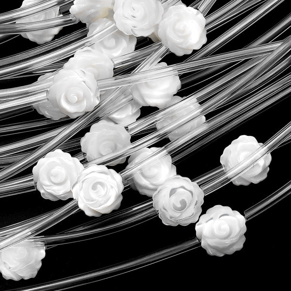 AAA Natural White Mother of Pearl Hand Carved Rose Flower Gemstone Beads 6mm 8mm 10mm