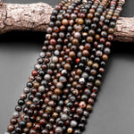 Natural Brecciated Jasper 8mm Round Beads Earthy Brown Slate Gemstone 15.5" Strand