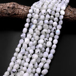 Chunky Natural Rainbow Moonstone Freeform Pebble Nugget Beads Gemstone 15.5" Strand