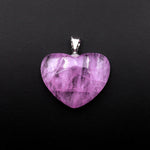 AAA Natural Kunzite Pendant Puffy Heart Gemstone Focal Bead