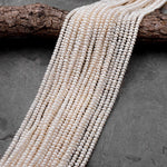 Genuine White Freshwater Pearl 4mm Rondelle Beads  Shimmery Iridescent Classic Pearl 15.5" Strand