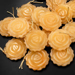 AAA Hand Carved Natural Yellow Jade Rose Flower Pendant Gemstone Focal Bead
