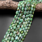 Natural Australian Aqua Green Chrysoprase Smooth Oval Nugget Beads Translucent Real Gemstone 15.5" Strand