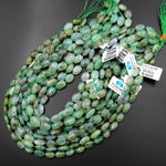 Natural Australian Aqua Green Chrysoprase Smooth Oval Nugget Beads Translucent Real Gemstone 15.5" Strand