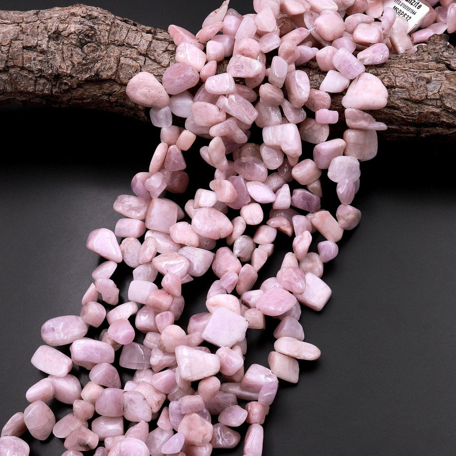 Natural Kunzite Freeform Pebble Petal Nugget Beads 15.5" Strand