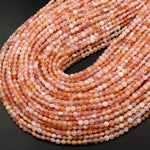 Natural Peach Botswana Agate Faceted 3mm 4mm Coin Beads Salmon Peach Pink Gemstone 15.5" Strand