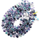 Natural Green Purple Fluorite Teardrop Beads 14x10mm Good for Earring Making 15.5" Strand