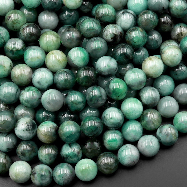 Real Genuine 100% Natural Green Emerald 4mm 6mm 8mm Round Beads Gemstone May Birthstone 15.5" Strand