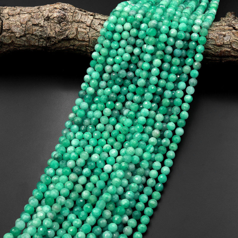 AAA Real Genuine Natural Green Emerald Gemstone Faceted 6mm 8mm Round Beads Gemstone From Columbia May Birthstone 15.5" Strand