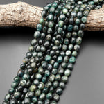 Natural Dark Green Kyanite Freeform Oval Pebble Nugget Beads 15.5" Strand