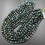 Natural Dark Green Kyanite Freeform Oval Pebble Nugget Beads 15.5" Strand