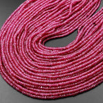 AAA Genuine Natural Burma Red Ruby Faceted Rondelle 3mm Beads Sparkling Real Genuine Gemstone 16" Strand
