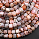 AAA Faceted Natural Pink Botswana Agate 6mm Cube Beads Sparkling Dazzling Vibrant Gemstone 15.5" Strand