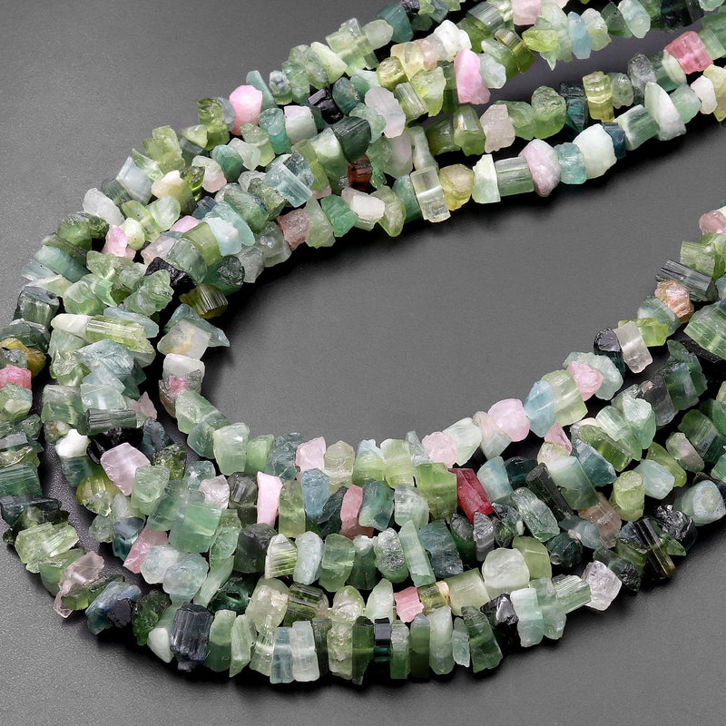 Raw Rough Natural Green Watermelon Tourmaline 4mm 6mm 8mm 10mm Beads F