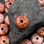 AAA Natural Fossil Coral Donut Bead Pendant 15mm Peach Pink Gray Gemstone