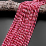 AAA Micro Faceted Natural Pink Red Thulite 3mm 4mm Rondelle Beads Diamond Cut Gemstone From Norway 15.5" Strand