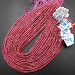 AAA Micro Faceted Natural Pink Red Thulite 3mm 4mm Rondelle Beads Diamond Cut Gemstone From Norway 15.5" Strand