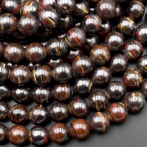 AAA Natural Australian Tiger Iron 8mm Round Beads 15.5" Strand