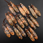 Natural Maligano Jasper Earring Pair Teardrop Cabochon Pair Drilled Matched Gemstone Beads