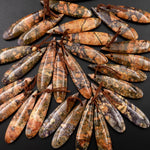 Natural Maligano Jasper Earring Pair Teardrop Cabochon Pair Drilled Matched Gemstone Beads