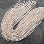 Genuine White Freshwater Pearl 4mm Rondelle Beads  Shimmery Iridescent Classic Pearl 15.5" Strand