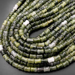 Natural Green Actinolite Quartz Bamboo Stem Tube Cylinder Beads 15.5" Strand