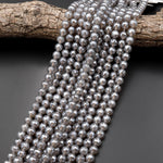 Mystic Gray Agate Faceted 6mm and 8mm Round Beads Plated Silverite AB Coated Natural Gemstone 15.5" Strand