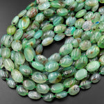 Natural Australian Aqua Green Chrysoprase Smooth Oval Nugget Beads Translucent Real Gemstone 15.5" Strand