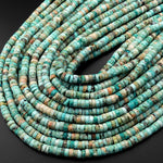 Genuine Natural Peruvian Turquoise 4mm 6mm Heishi Beads Stunning Genuine Blue Green Turquoise Gemstone Beads 15.5" Strand