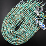 Genuine Natural Peruvian Turquoise 4mm 6mm Heishi Beads Stunning Genuine Blue Green Turquoise Gemstone Beads 15.5" Strand