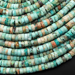 Genuine Natural Peruvian Turquoise 4mm 6mm Heishi Beads Stunning Genuine Blue Green Turquoise Gemstone Beads 15.5" Strand