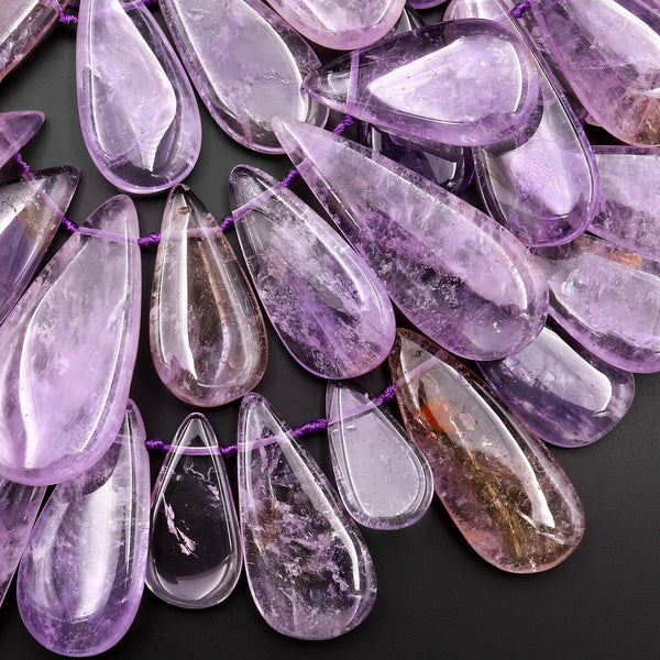 Natural Ametrine Teardrop Top Side Drilled Freeform Gemstone Beads 15.5" Strand