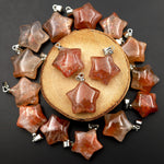 Rare Natural Orange Arusha Sunstone Star Gemstone Pendant