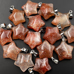 Rare Natural Orange Arusha Sunstone Star Gemstone Pendant