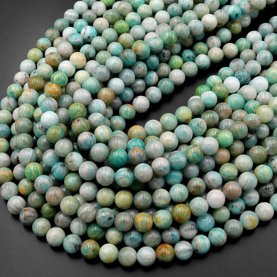 Natural Russian Amazonite Beads 6mm 8mm Round Beads 15.5" Strand