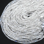 Faceted Natural Rainbow Moonstone Coin 4mm Beads Dazzling Gemstone 15.5" Strand