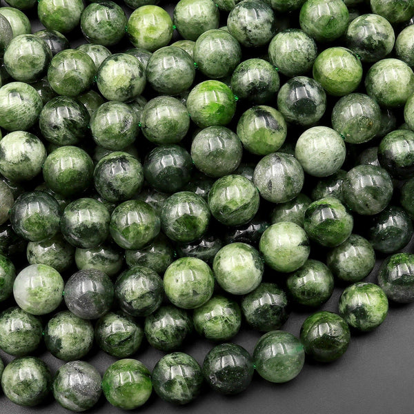 Rare Natural Chrome Diopside 5mm 6mm 8mm 10mm 12mm Smooth Round Beads Gemstone 15.5" Strand