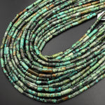 Natural African Turquoise Thin Long Tube Beads 15.5" Strand