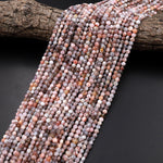Faceted Natural Peach Botswana Agate 4mm Coin Beads Salmon Peach Pink Gemstone 15.5" Strand